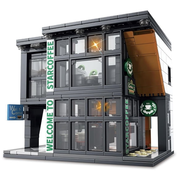 Vyytoz 581Pcs Coffee House Building Set with Light, Creative Display Toy, Street View Collection