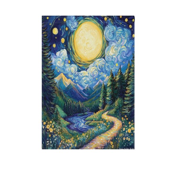 Vzayy 28 in x 40 in Polyester Outdoor Flags & Banners, Wrinkle-Resistant & Durable, Heat Transfer Fade-Proof,Blue Starry Night