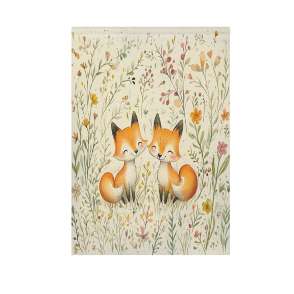 Vzayy 28 in x 40 in Polyester Outdoor Flags & Banners, Wrinkle-Resistant & Durable, Heat Transfer Fade-Proof，Cute Foxes