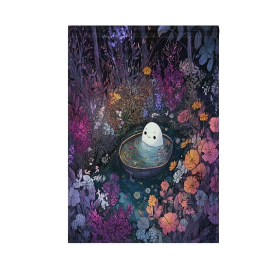 Vzayy 28 in x 40 in Polyester Outdoor Flags & Banners, Wrinkle-Resistant & Durable, Heat Transfer Fade-Proof,Ghost Floating in Bathtub