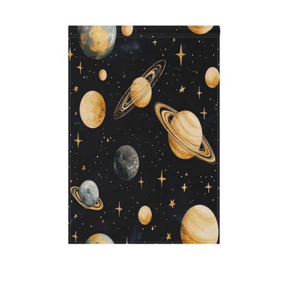 Vzayy 28 in x 40 in Polyester Outdoor Flags & Banners, Wrinkle-Resistant & Durable, Heat Transfer Fade-Proof,Watercolor Space Planets Stars