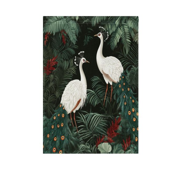 Vzayy 28 in x 40 in Polyester Outdoor Flags & Banners, Wrinkle-Resistant & Durable, Heat Transfer Fade-Proof,White Cranes