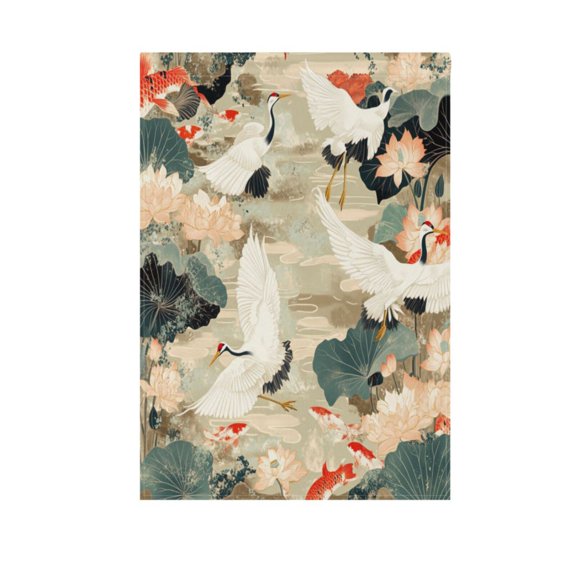 Vzayy 28 in x 40 in Polyester Outdoor Flags & Banners, Wrinkle-Resistant & Durable, Heat Transfer Fade-Proof，White Cranes