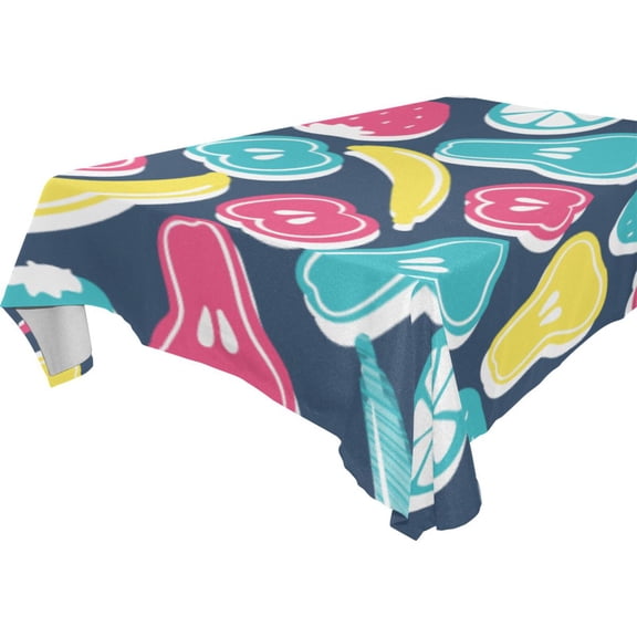 Vzayy Premium Polyester Square Tablecloth Set 54-120 Inch,Colorful Fruit and Vegetable Shapes