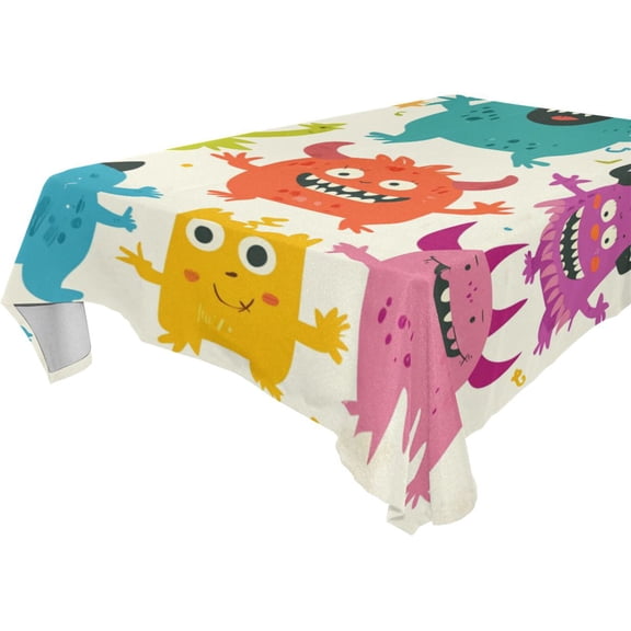 Vzayy Premium Polyester Square Tablecloth Set 54-120 Inch,Cute Monsters
