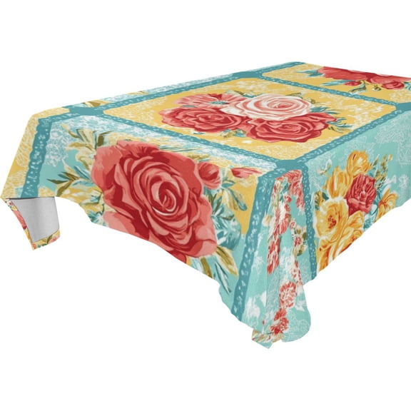 Vzayy Premium Polyester Square Tablecloth Set 54-120 Inch,Patchwork