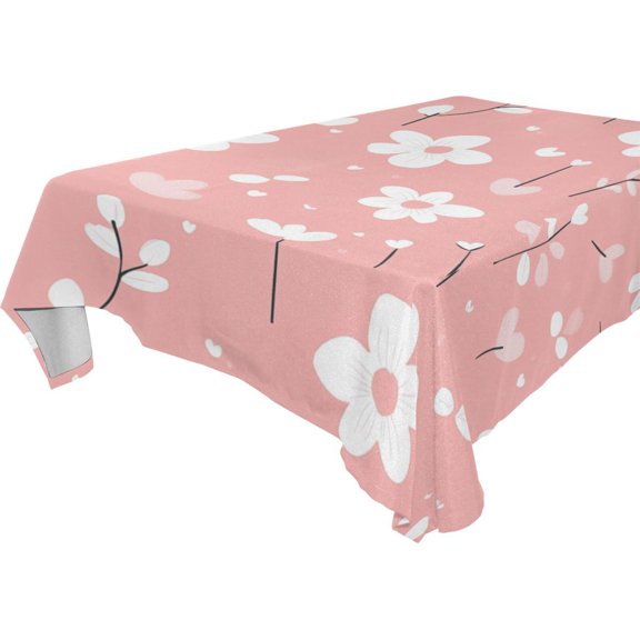 Vzayy Premium Polyester Square Tablecloth Set 54-120 Inch,Pink Cute Flowers