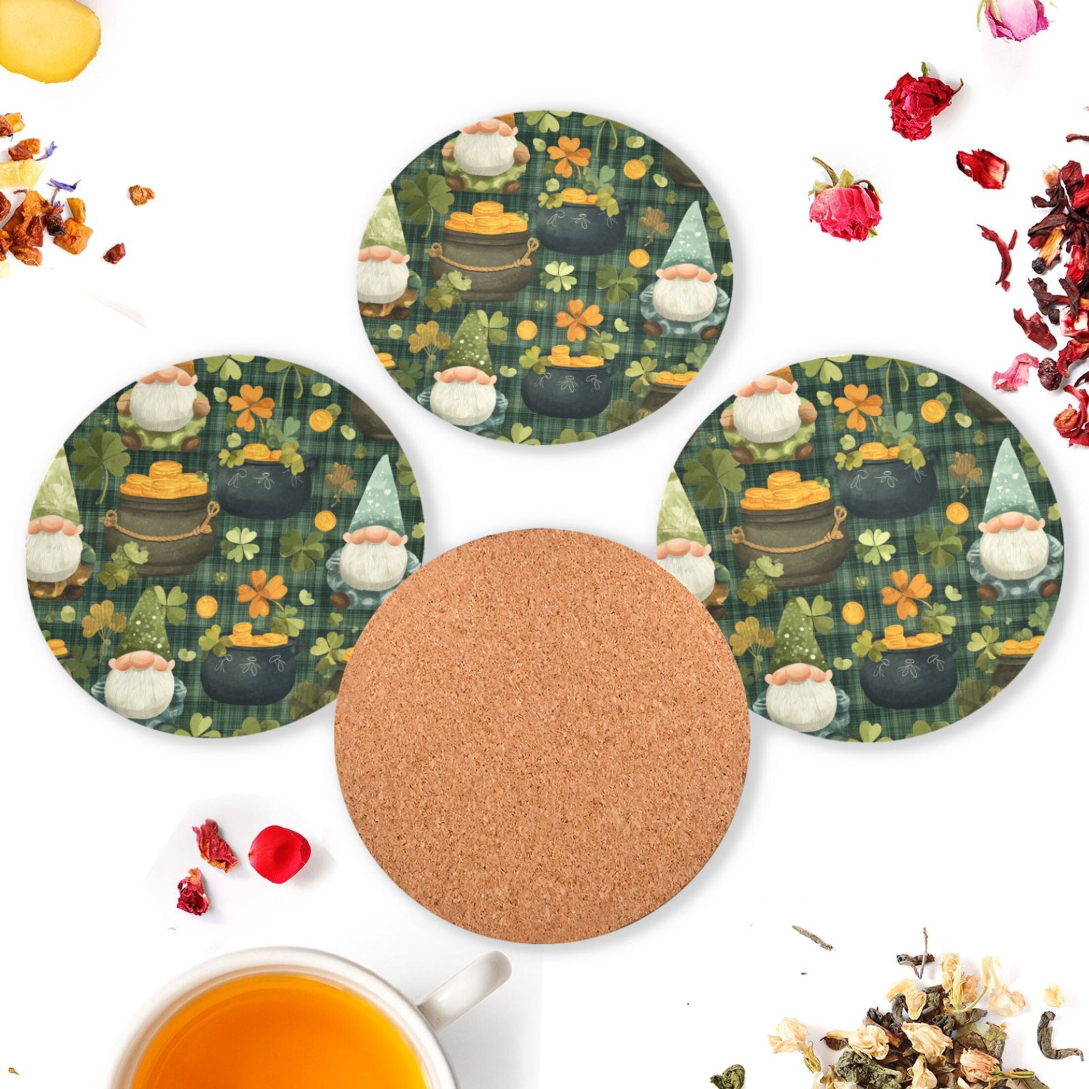 Vzayyk 4Pack Wooden Coasters With Cork Base Heat-Resistant Drink For ...