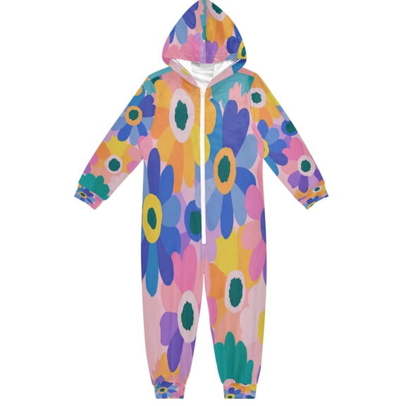 Vzayyk 4T-14Y Size Aviliable Cozy One-Piece Footless Sleeper Pajama Abstract Flowers