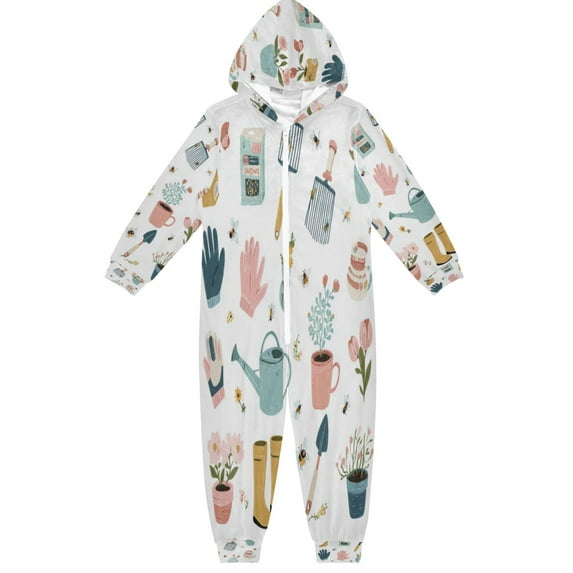 Vzayyk 4T-14Y Size Aviliable Cozy One-Piece Footless Sleeper Pajama Bees Flying Around Flower Pots