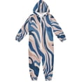 thumbnail image 1 of Vzayyk 4T-14Y Size Aviliable Cozy One-Piece Footless Sleeper Pajama Blue and Beige Wavy, 1 of 8