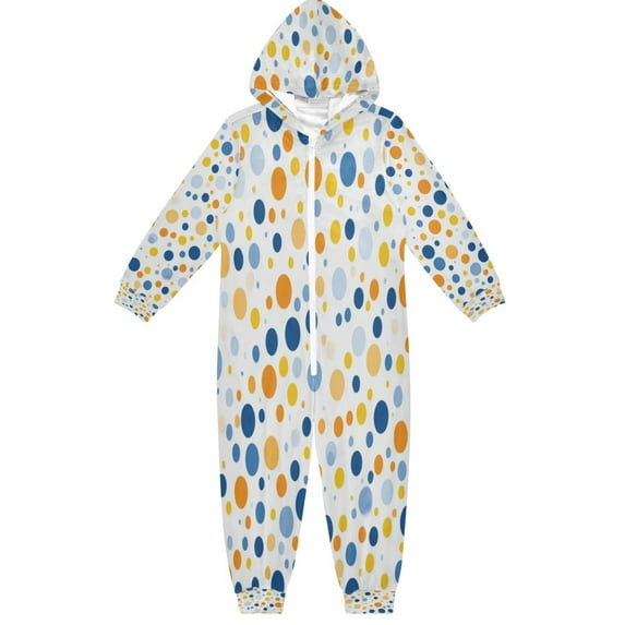 Vzayyk 4T-14Y Size Aviliable Cozy One-Piece Footless Sleeper Pajama Blue and Orange Dots