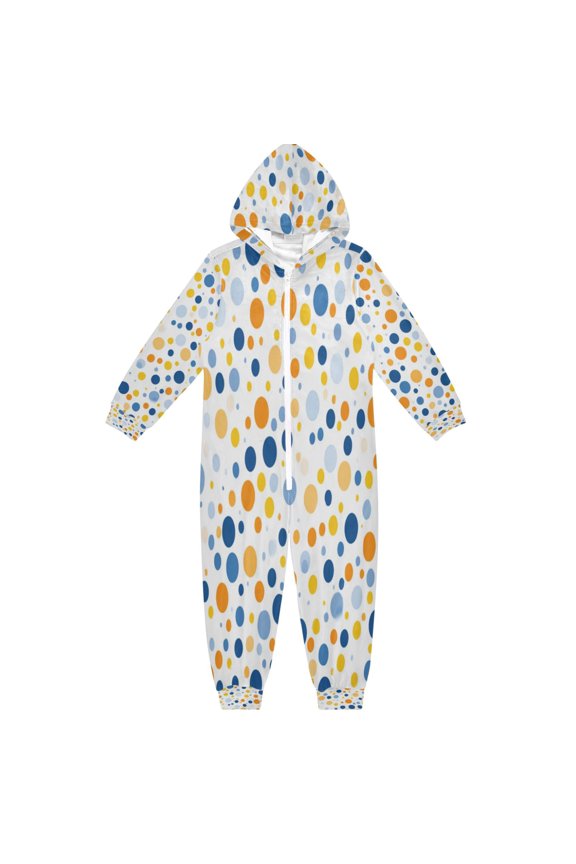 4T-14Y Size Aviliable Cozy One-Piece Footless Sleeper Pajama Blue and Orange Dots