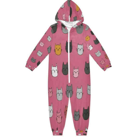 Vzayyk 4T-14Y Size Aviliable Cozy One-Piece Footless Sleeper Pajama Cartoon Kitty