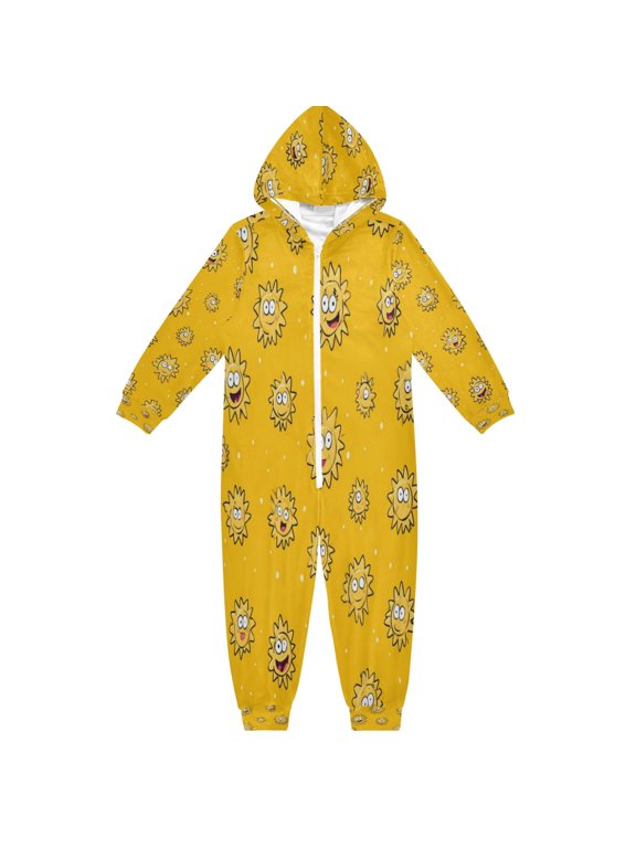4T-14Y Size Aviliable Cozy One-Piece Footless Sleeper Pajama Cartoon Sun Vector