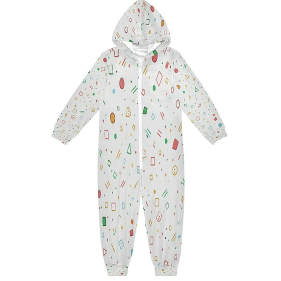 Vzayyk 4T-14Y Size Aviliable Cozy One-Piece Footless Sleeper Pajama Colorful Simple Shapes and Lines