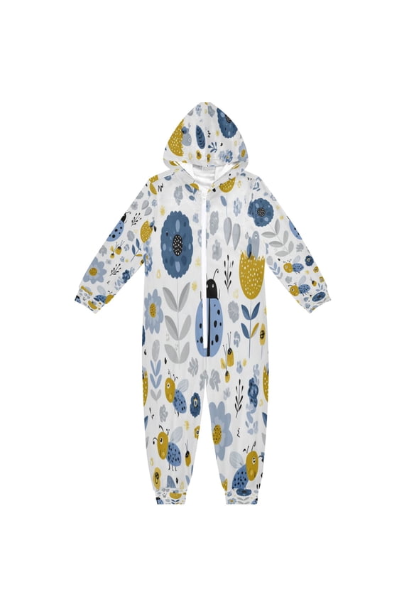 4T-14Y Size Aviliable Cozy One-Piece Footless Sleeper Pajama Cute Flowers Ladybugs
