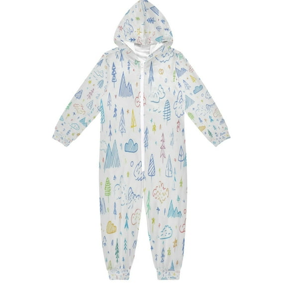 Vzayyk 4T-14Y Size Aviliable Cozy One-Piece Footless Sleeper Pajama Cute Line Art