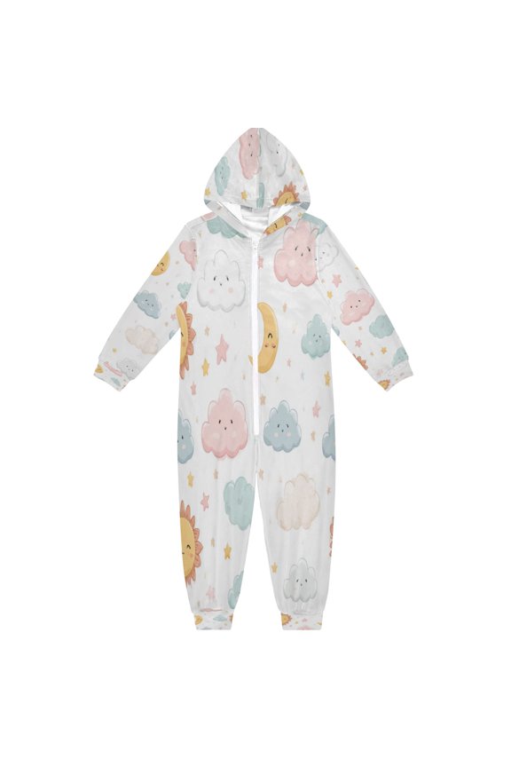 4T-14Y Size Aviliable Cozy One-Piece Footless Sleeper Pajama Cute Sun Moon and Stars