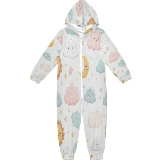 Vzayyk 4T-14Y Size Aviliable Cozy One-Piece Footless Sleeper Pajama Cute Sun Moon and Stars