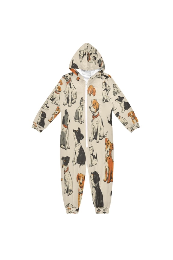 4T-14Y Size Aviliable Cozy One-Piece Footless Sleeper Pajama Dog Painting