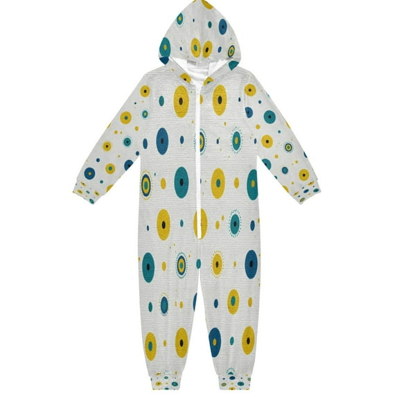 Vzayyk 4T-14Y Size Aviliable Cozy One-Piece Footless Sleeper Pajama Dots in Yellow and Green