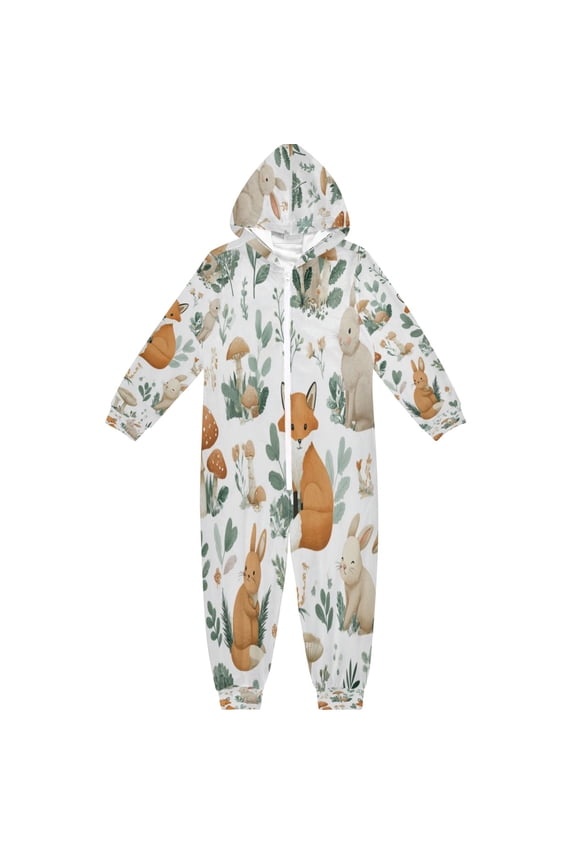 4T-14Y Size Aviliable Cozy One-Piece Footless Sleeper Pajama Foxes and Bunnies