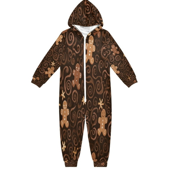 Vzayyk 4T-14Y Size Aviliable Cozy One-Piece Footless Sleeper Pajama Gingerbread Man