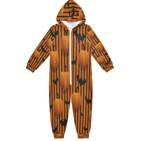 Vzayyk 4T-14Y Size Aviliable Cozy One-Piece Footless Sleeper Pajama Halloween Pumpkins Bats