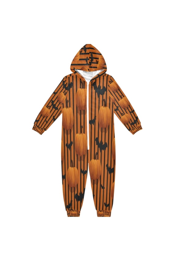 4T-14Y Size Aviliable Cozy One-Piece Footless Sleeper Pajama Halloween Pumpkins Bats