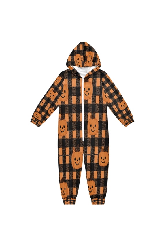 4T-14Y Size Aviliable Cozy One-Piece Footless Sleeper Pajama Halloween Pumpkins Pattern