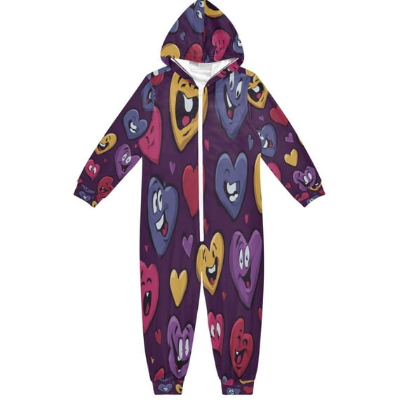 Vzayyk 4T-14Y Size Aviliable Cozy One-Piece Footless Sleeper Pajama Heart Smily Face