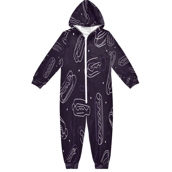 Vzayyk 4T-14Y Size Aviliable Cozy One-Piece Footless Sleeper Pajama Hot Dogs Vector Illustration