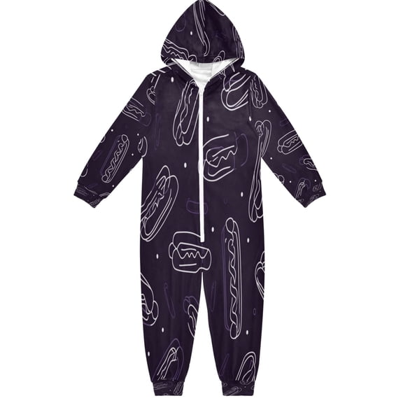 Vzayyk 4T-14Y Size Aviliable Cozy One-Piece Footless Sleeper Pajama Hot Dogs Vector Illustration