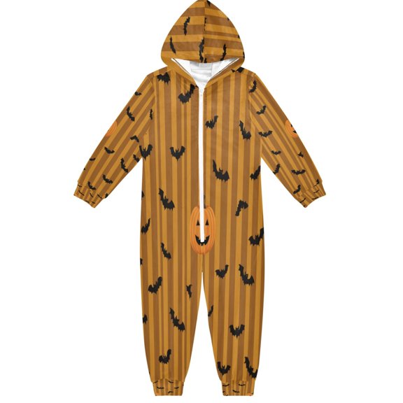 Vzayyk 4T-14Y Size Aviliable Cozy One-Piece Footless Sleeper Pajama Orange Black Pumpkins Bats