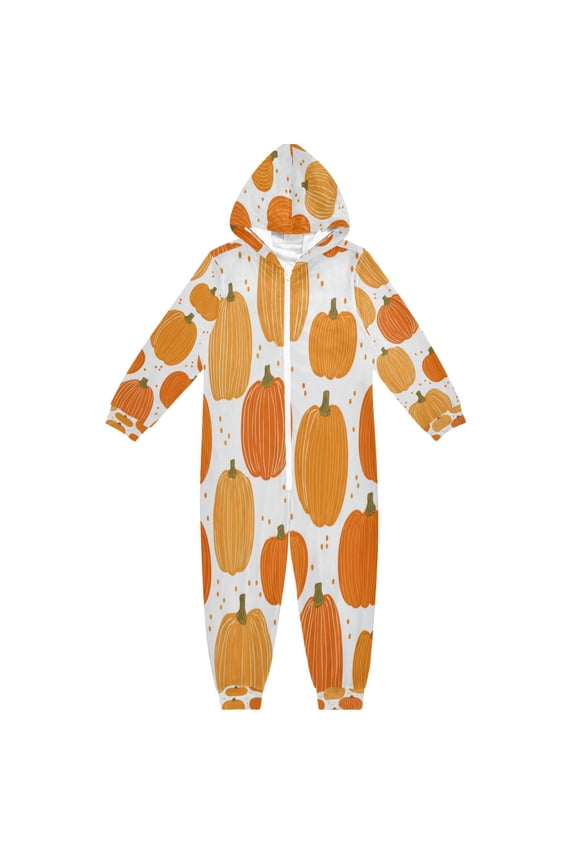 4T-14Y Size Aviliable Cozy One-Piece Footless Sleeper Pajama Orange Pumpkins