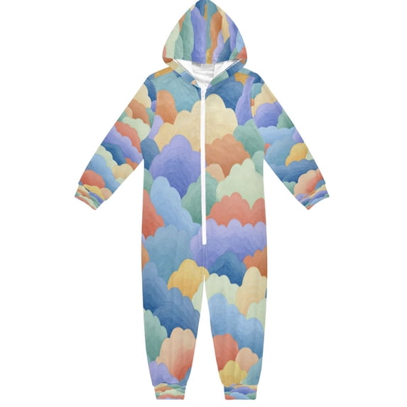 Vzayyk 4T-14Y Size Aviliable Cozy One-Piece Footless Sleeper Pajama Rainbow Clouds Vector