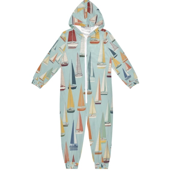 Vzayyk 4T-14Y Size Aviliable Cozy One-Piece Footless Sleeper Pajama Sailboat Vector