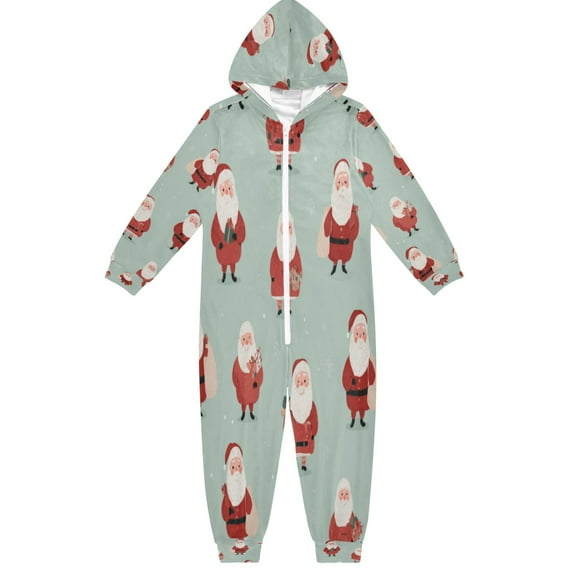 Vzayyk 4T-14Y Size Aviliable Cozy One-Piece Footless Sleeper Pajama Santa Claus Bearing Gifts