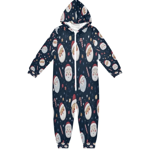 Vzayyk 4T-14Y Size Aviliable Cozy One-Piece Footless Sleeper Pajama Santa Faces