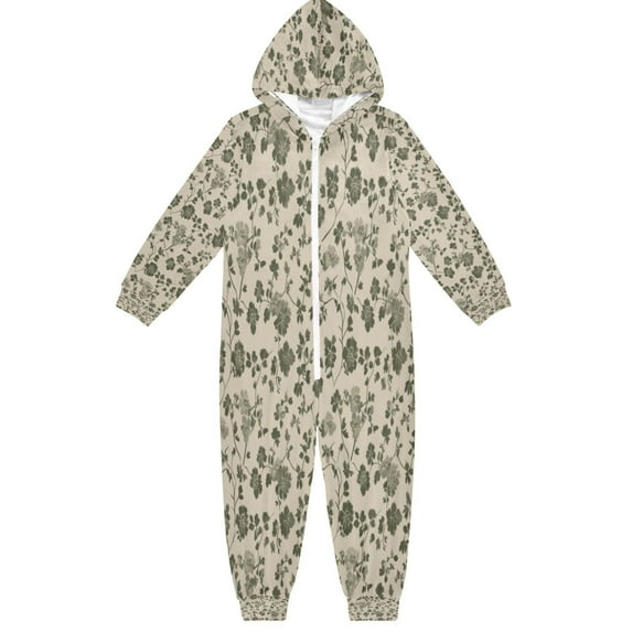 Vzayyk 4T-14Y Size Aviliable Cozy One-Piece Footless Sleeper Pajama Small Olive Green Flower