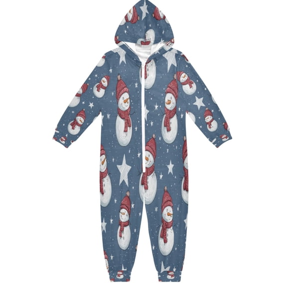 Vzayyk 4T-14Y Size Aviliable Cozy One-Piece Footless Sleeper Pajama Snowmen with Scarf