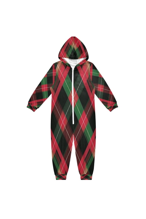 4T-14Y Size Aviliable Cozy One-Piece Footless Sleeper Pajama Tartan Plaid