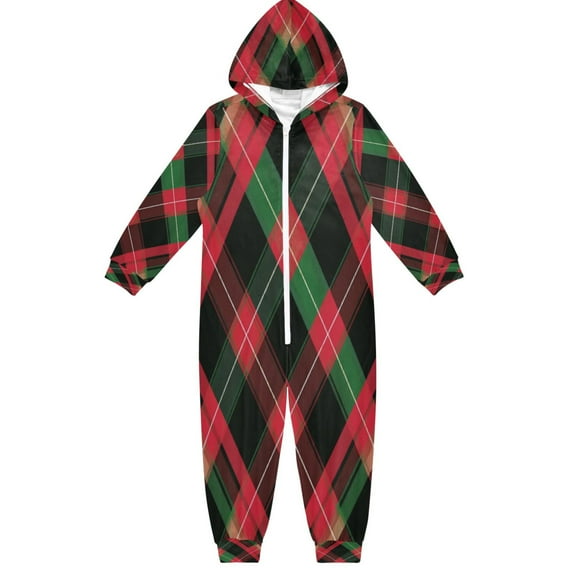 Vzayyk 4T-14Y Size Aviliable Cozy One-Piece Footless Sleeper Pajama Tartan Plaid