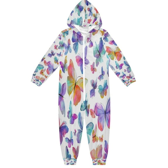Vzayyk 4T-14Y Size Aviliable Cozy One-Piece Footless Sleeper Pajama Vibrant Design Butterfly