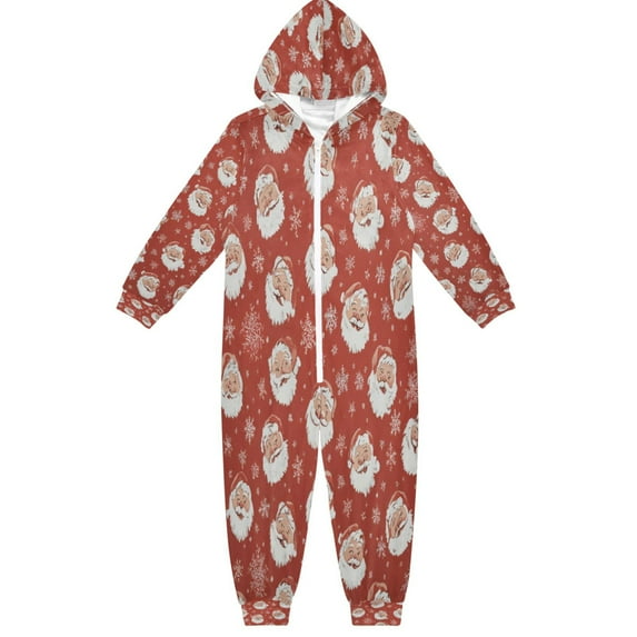 Vzayyk 4T-14Y Size Aviliable Cozy One-Piece Footless Sleeper Pajama Vintage Cute Santa Claus