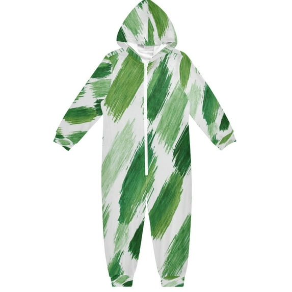 Vzayyk 4T-14Y Size Aviliable Cozy One-Piece Footless Sleeper Pajama Watercolor Green Brush