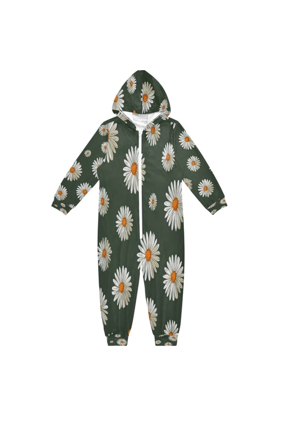 4T-14Y Size Aviliable Cozy One-Piece Footless Sleeper Pajama White Daisies