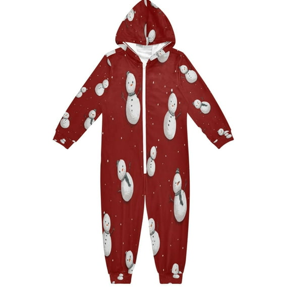 Vzayyk 4T-14Y Size Aviliable Cozy One-Piece Footless Sleeper Pajama White Snowmen Pattern