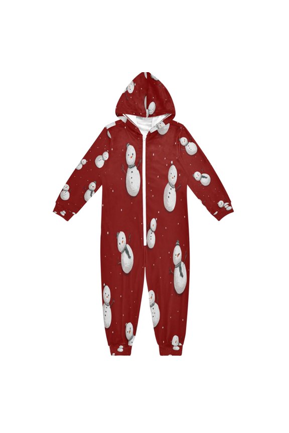 4T-14Y Size Aviliable Cozy One-Piece Footless Sleeper Pajama White Snowmen Pattern